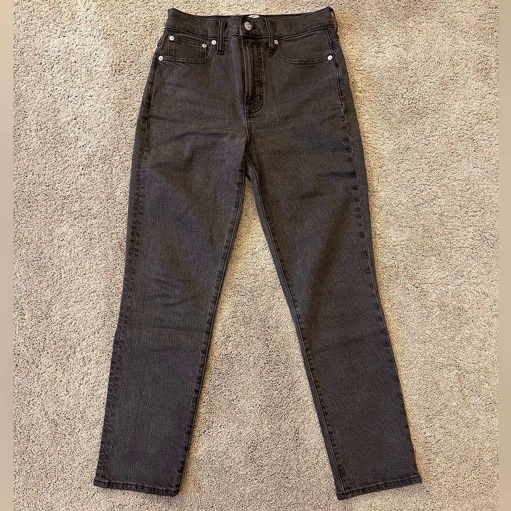 Madewell Women's High Waisted Straight Leg Dark Grey Jeans